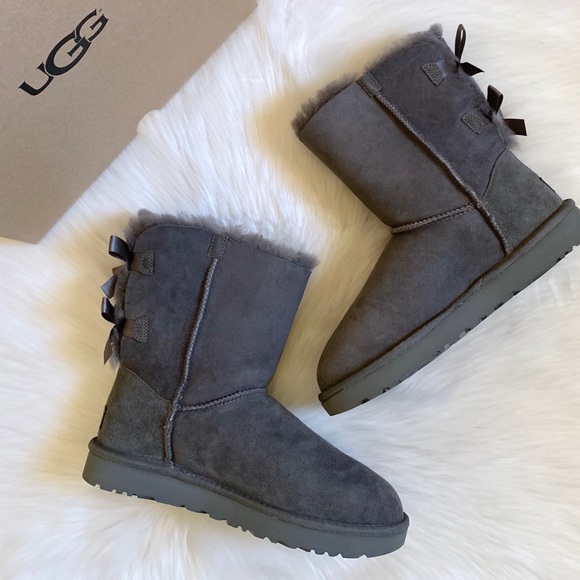 UGG Grey Bailey Bow II Boots - Picture 2 of 7